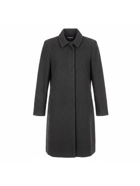 Express Womens Gray Zip-Up Coat Fully Lined Slim Fit Classic Size 9/10